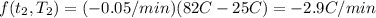 f(t_2} , T_{2} )=(-0.05/min)(82C-25C)=-2.9C/min