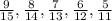 \frac{9}{15},\frac{8}{14},\frac{7}{13},\frac{6}{12},\frac{5}{11}