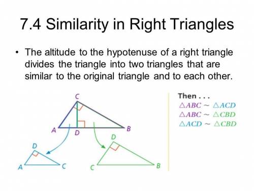 1. what does it mean to solve a right triangle?  2. how can you solve right triangles using similari