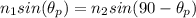 n_{1} sin(\theta_{p}) = n_{2}sin(90-\theta_{p})