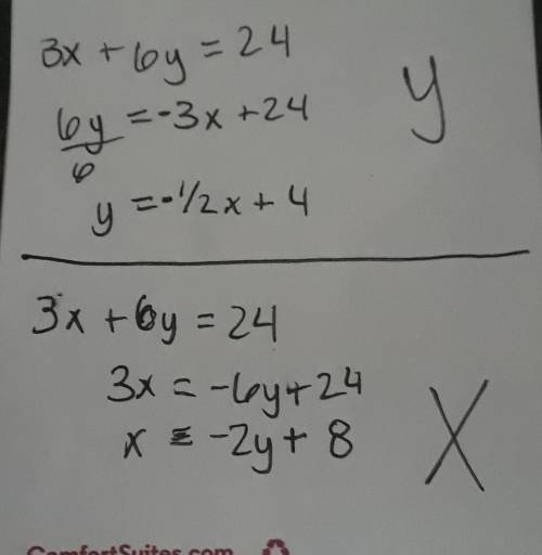 3x+6y=24 can someone  me ehat this