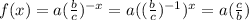 f(x)=a(\frac{b}{c})^{-x}=a((\frac{b}{c})^{-1})^x=a(\frac{c}{b})