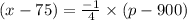 (x - 75)=\frac{-1}{4}\times(p-900)