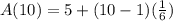 A(10)=5+(10-1)(\frac{1}{6})