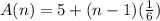 A(n)=5+(n-1)(\frac{1}{6})