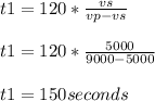t1=120*\frac{vs}{vp-vs}\\\\t1=120*\frac{5000}{9000-5000}\\\\t1=150seconds