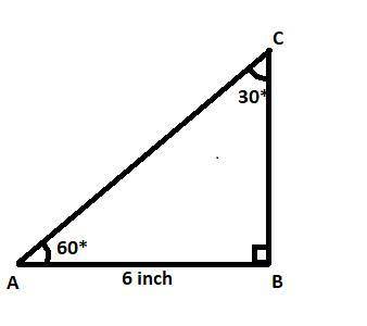 In ∆abc, m∠a = 60º, m∠c = 30º, and ab = 6 inches. what is the length of side bc?