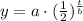 y=a\cdot(\frac{1}{2})^{\frac{t}{b}}
