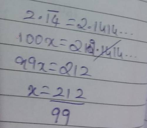 What is 2.14 repeating as a fraction