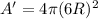 A'=4\pi (6R)^2