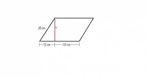 The length of the shorter side of a parallelogram is 29 cm. perpendicular line segment, which goes t