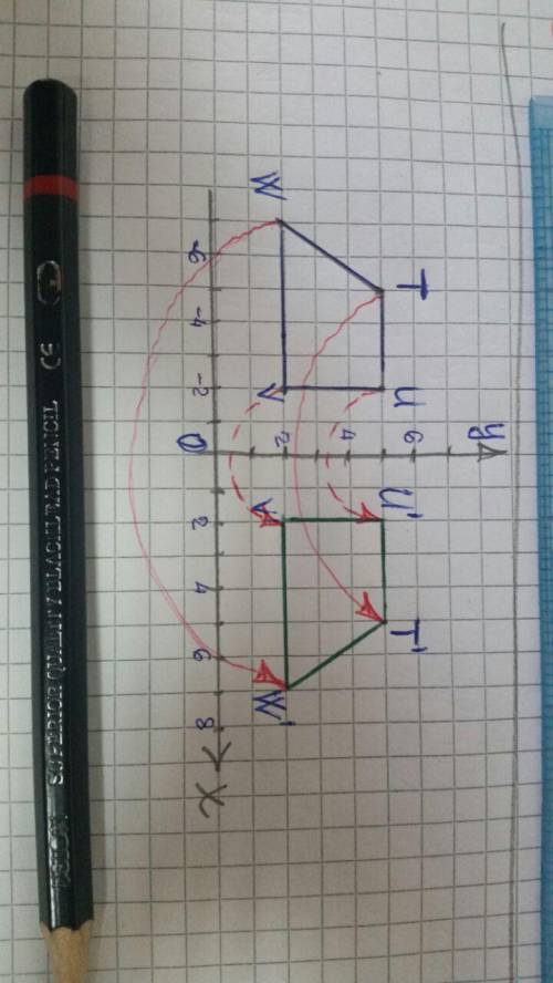 Trapezoid tuvw is shown on the coordinate plane below:  if trapezoid t'u'v'w' represents trapezoid t