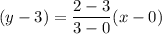 (y-3)=\dfrac{2-3}{3-0}(x-0)
