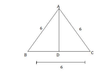 Find the area of an equilateral triangle with a side of 6 inches