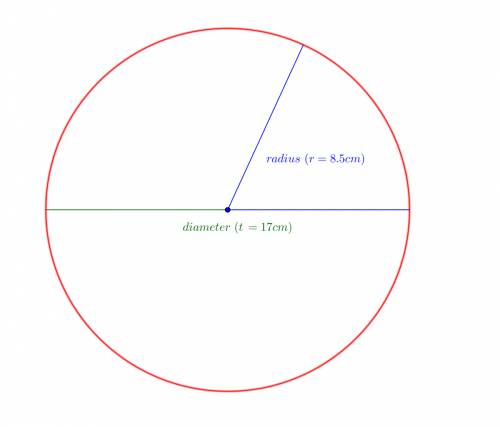 Acircle has a diameter of 17cm. what is the radius of the circle?