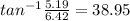 tan^{-1}\frac{5.19}{6.42}=38.95