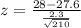 z=\frac{28-27.6}{\frac{2.3}{\sqrt{210}}}