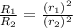 \frac{R_{1} }{R_{2}} = \frac{(r_{1})^2 }{(r_{2})^2 }