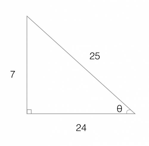 If sin θ = 7 over 25, use the pythagorean identity to find cos θ.