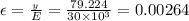 \epsilon = \frac{\sima_y}{E} = \frac{79.224}{30\times 10^3} = 0.00264