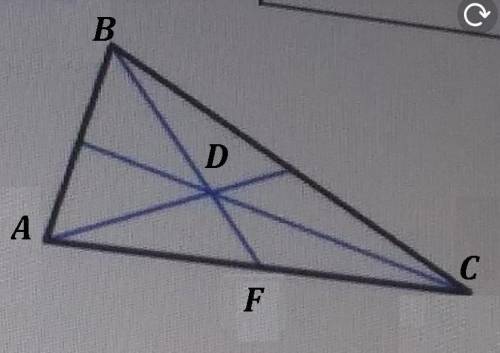 Dis the centroid of △abc . what is the value of x when bd=2x+30 and bf=6x ?