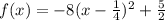f(x) =  - 8( {x -  \frac{1}{4} })^{2} +  \frac{5}{2}