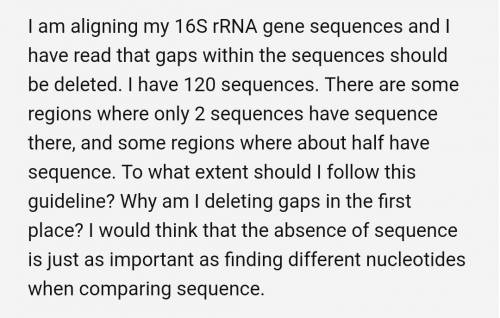 Why need to delete insertion in dna alignment?