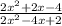 \frac{2x^2+2x-4}{2x^2-4x+2}