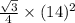\frac{\sqrt{3} }{4} \times(14)^{2}