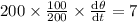 200\times \frac{100}{200}\times \frac{\mathrm{d} \theta }{\mathrm{d} t}=7