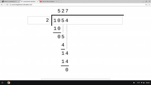What is 2 divided by 1054 in long division
