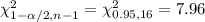 \chi^2_{1-\alpha/2, n-1}}=\chi^2_{0.95, 16}=7.96