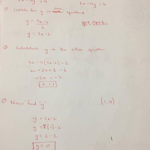 4x-2y=4 6x-4y=6 solve the systems of equations algebraically