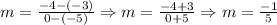 m=\frac{-4-(-3)}{0-(-5)} \Rightarrow m=\frac{-4+3}{0+5} \Rightarrow m=\frac{-1}{5}