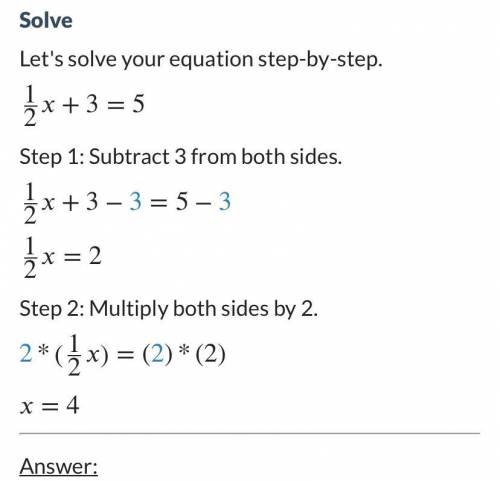 1/2x+3=5 how do you do 2 step problems like this