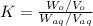 K=\frac{W_{o}/V_{o}}{W_{aq}/V_{aq}}