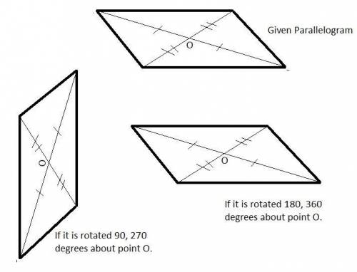 An irregular parallelogram rotates 360° about the midpoint of its diagonal. how many times does the