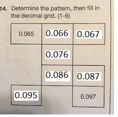 Determine the pattern then fill in decimal grid