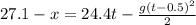 27.1-x=24.4t-\frac{g(t-0.5)^2}{2}