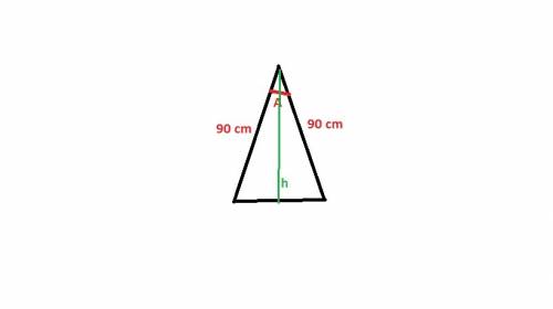 Atriangular pennant has two sides that are 90 cm long each with an included angle of 25°.  what is t