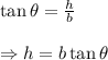 \tan\theta= \frac{h}{b}  \\  \\ \Rightarrow h=b\tan\theta