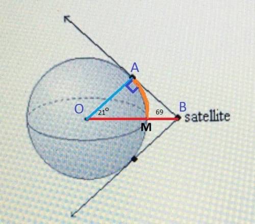 On math?  : ) if the angle formed by the tangent satellite signals is 138 degrees, what is the measu