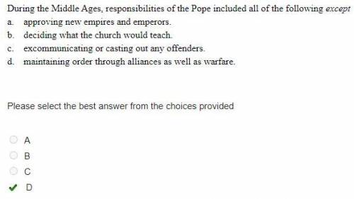 During the middle ages, responsibilities of the pope included all of the following except