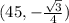 (45\degree,-\frac{\sqrt{3}}{4})