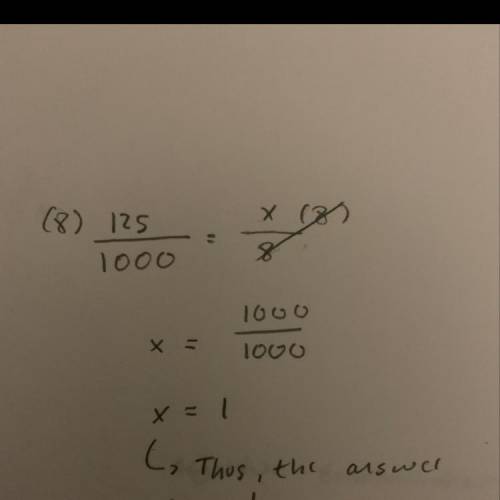 Write a fraction with a denominator of 8 that is equivalent to 125/1000