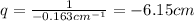 q=\frac{1}{-0.163 cm^{-1}}=-6.15 cm