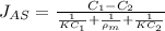 J_{AS} = \frac{C_1 - C_2}{\frac{1}{KC_1} +\frac{1}{\rho_m} +\frac{1}{KC_2}}