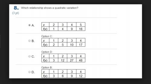 20  which relationship shows a quadratic variation?