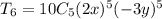 T_{6} = 10C_5(2x)^{5}( - 3y)^5
