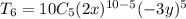 T_{6} = 10C_5(2x)^{10-5}( - 3y)^5